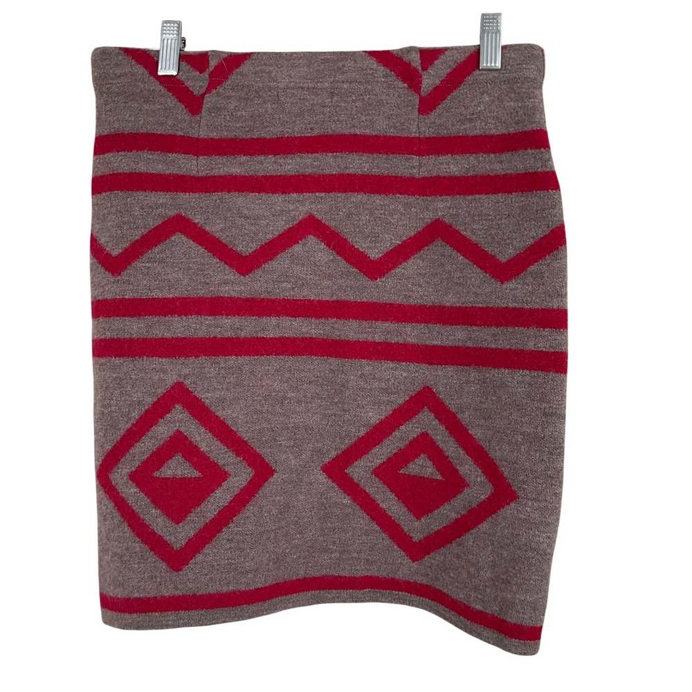 Toad&Co Devon Skirt Womens S Brown Red Boiled Merino Wool Geometric Boho Mini - Picture 2 of 8
